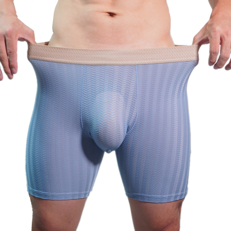 Long Leg Trunk Men - กางเกงบ็อกเซอร์ชาย ผ้าไนลอน ชุดชั้นในชาย ผ้าไหมน้ำแข็ง ทรง U