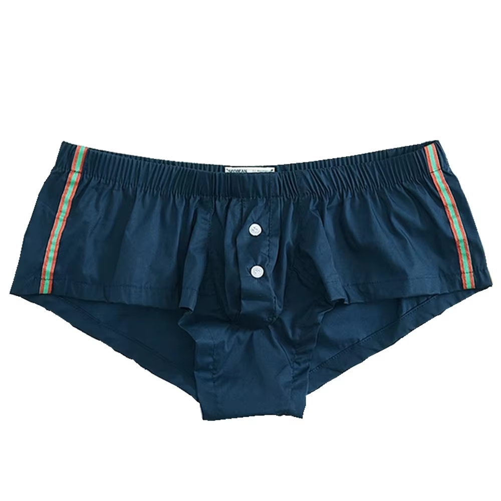 Pouch Boxer Pouch - กางเกงขาสั้นลำลองสำหรับผู้ชาย เซ็กซี่ เอวต่ำ ทรง U พร้อมกระเป๋าด้านหน้า