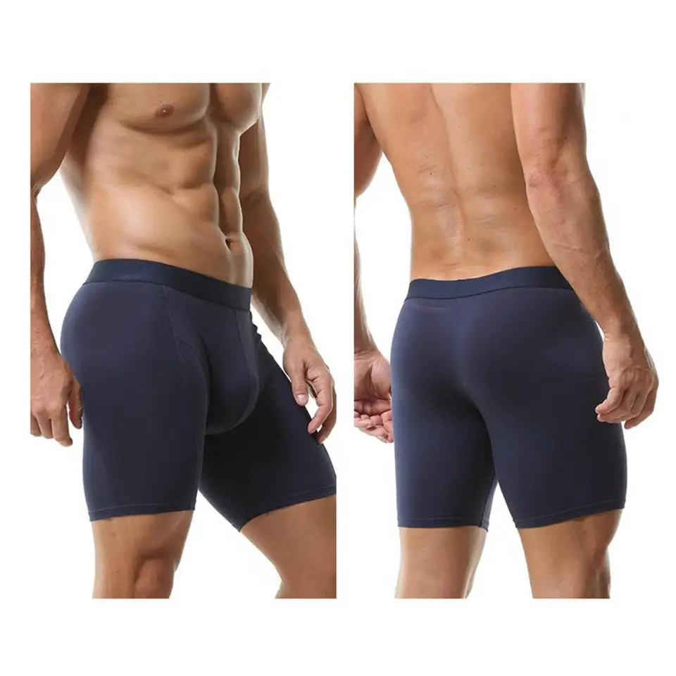 Long Leg Trunk Men - กางเกงบ็อกเซอร์ชายแบบมีกระเป๋ารองรับทั้งหมด ระบายความร้อนและซับเหงื่อ กางเกงในขายาวและกางเกงในทรงทรังค์แบบต่อผ้า