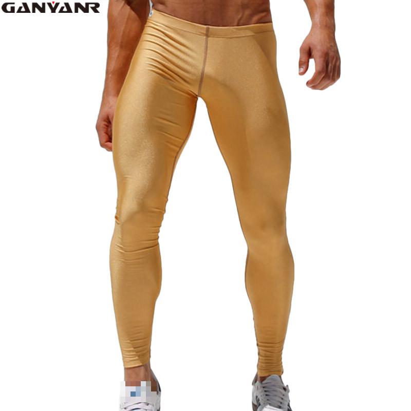 Compression Long Pant - GANYANRยี่ห้อผู้ชายกางเกงกีฬาเต็มความยาวแน่นยืดผอมวิ่งกางเกงดินสอเซ็กซี่ผู้ชายกางเกงเลคกิ้งพลัสขนาด