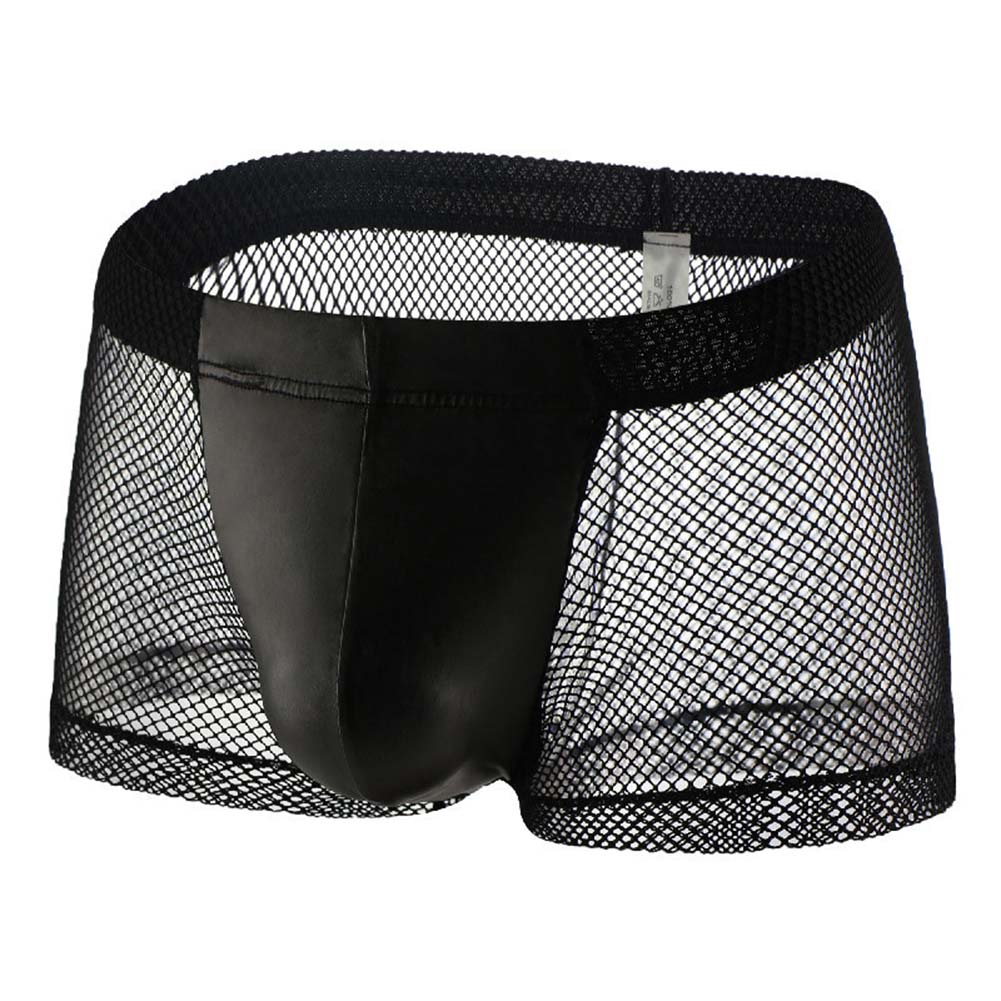 Pouch Boxer Pouch - กางเกงบ็อกเซอร์ชายผ้าตาข่ายโปร่ง ระบายอากาศ ทรงกลาง ช่วงเอวสูง ช่องว่างด้านหน้า ซึมซับเหงื่อ