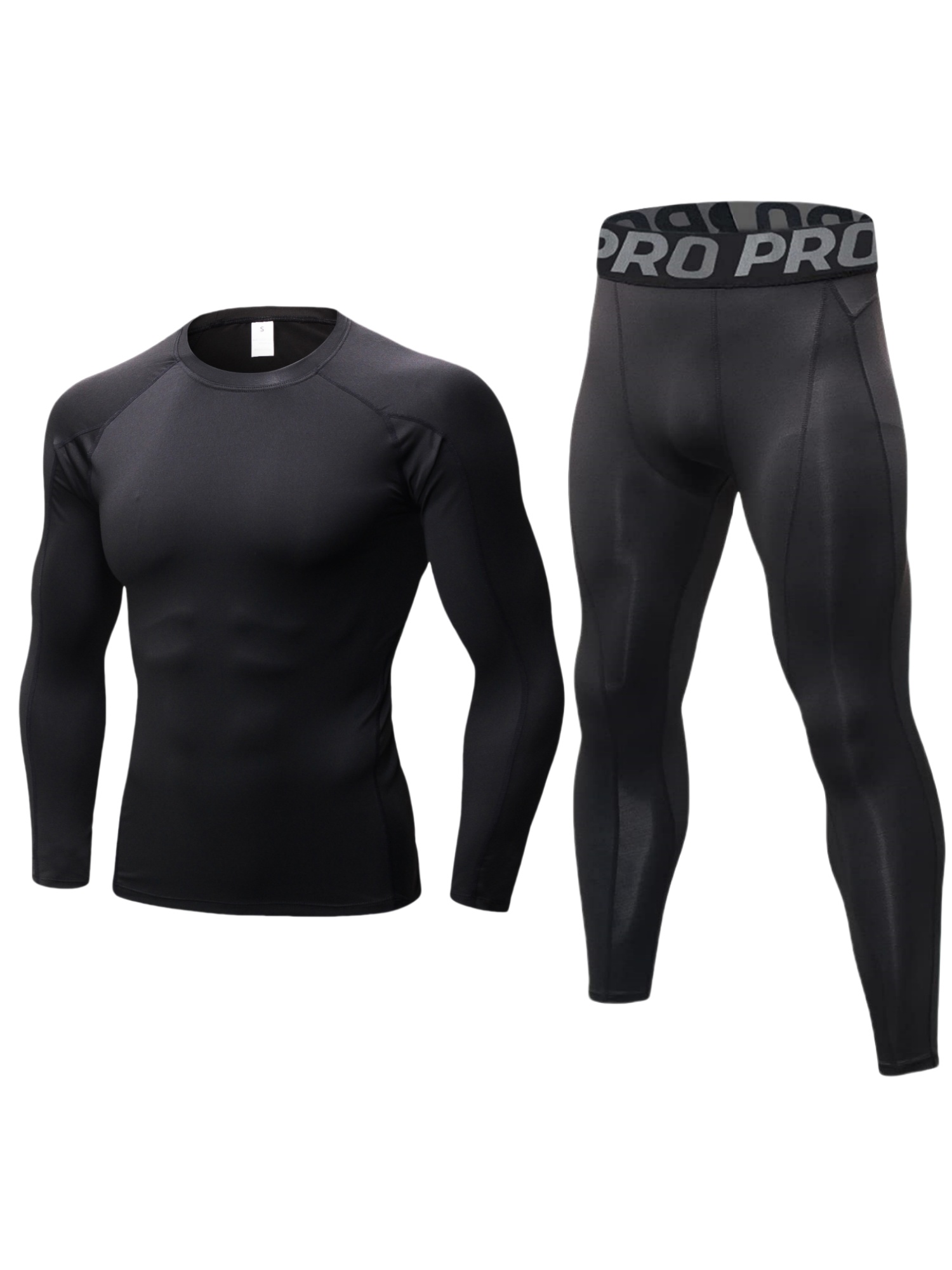Compression Long Pant - ชุดรัดรูปสำหรับผู้ชายเสื้อเชิ้ตแขนยาวสำหรับออกกำลังกายเสื้อรัดรูปให้ความอบอุ่นในฤดูหนาวเสื้อและล่าง