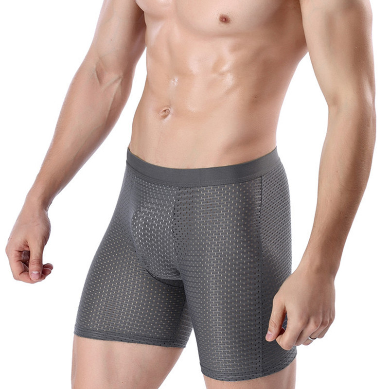 Multi Pack Underwear - 4 แพ็คกางเกงขาสั้นบุรุษผ้าไหมน้ําแข็ง Comfort Breathable กางเกงตาข่ายขายาวสั้นเหนียวชุดชั้นในสําหรับชายกางเกงชุดชั้นในของขวัญ