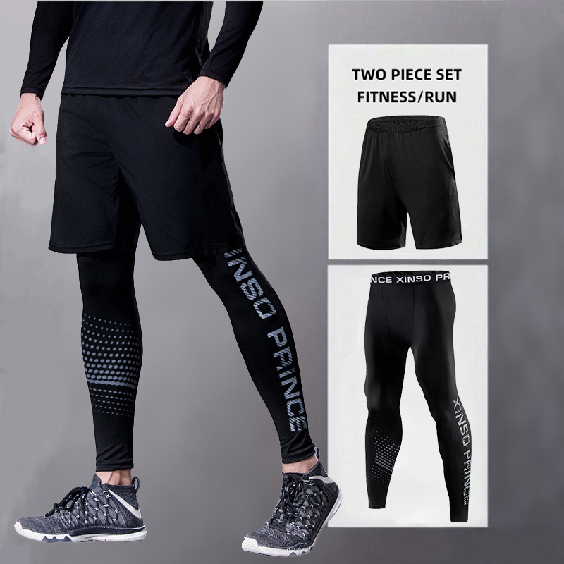 Compression Long Pant - กางเกงกีฬาผู้ชายสำหรับวิ่ง ออกกำลังกาย ฟิตเนส ขาสั้น + กางเกงรัดรูปขายาว