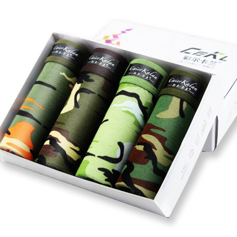 Multi Pack Underwear - 4 ชิ้น/ล็อต Camouflage นักมวยผู้ชายชุดชั้นในผู้ชายกางเกง Modal Boxershorts
