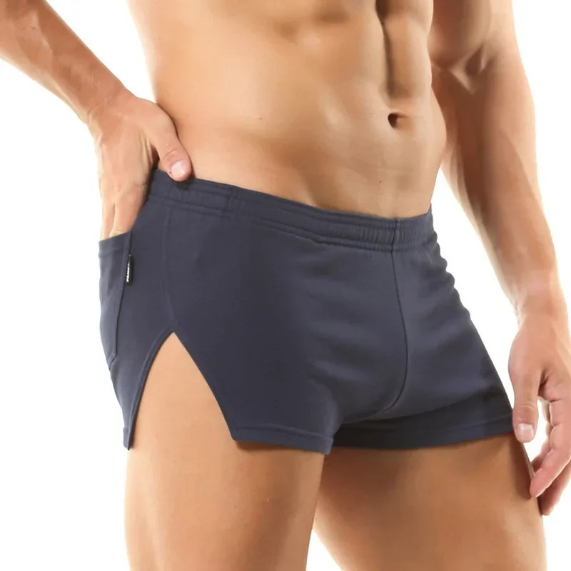 กางเกงขาสั้นผู้ชายผ้าฝ้ายสีทึบ - Trunk Breathable Men บทวิจารณ์และราคา