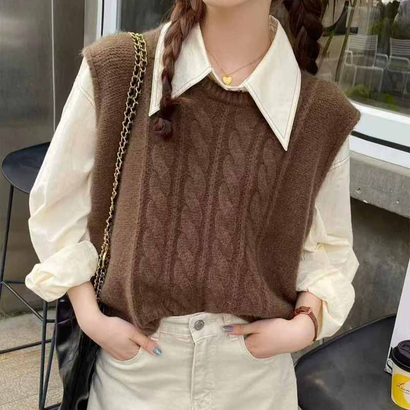 เสื้อกั๊กไหมพรมคอโอ รุ่นใหม่ ป - Sleeveless Undershirt บทวิจารณ์และราคา