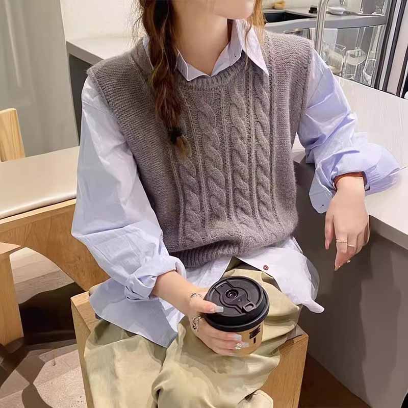 เสื้อกั๊กไหมพรมคอโอ รุ่นใหม่ ป - Sleeveless Undershirt บทวิจารณ์และราคา