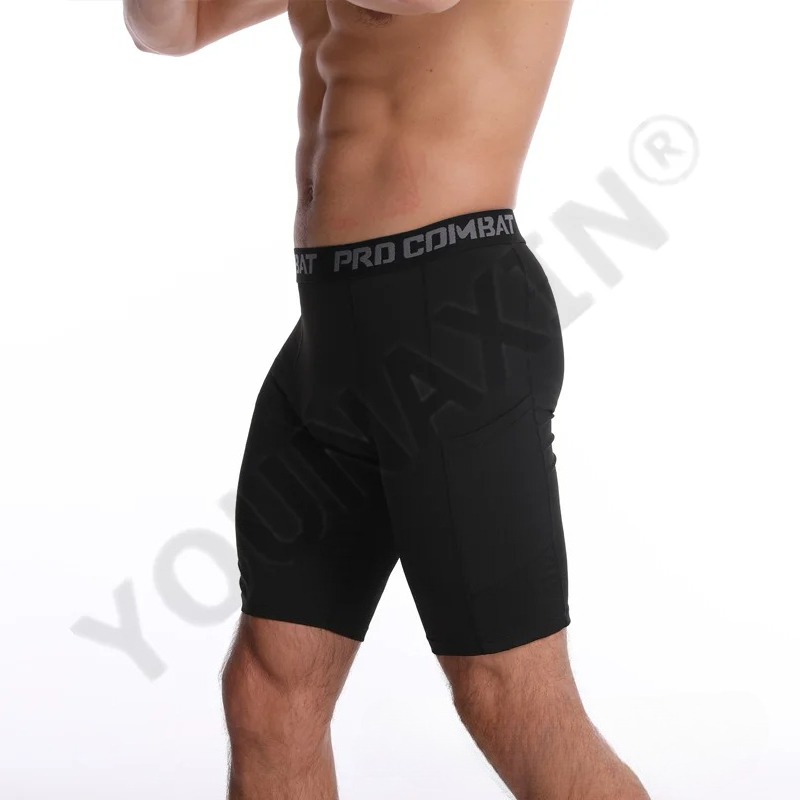 กางเกงยิมชายมีกระเป๋า กางเกงเล - Compression Shorts Athletes บทวิจารณ์และราคา