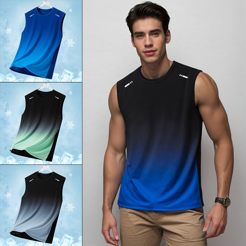 เสื้อกีฬาผู้ชายแบบไล่เฉดสี น้ำ - Sleeveless Undershirt บทวิจารณ์และราคา