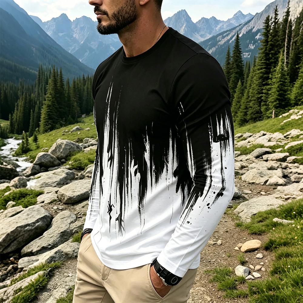 เสื้อยืดแขนยาวผู้ชายลายไล่เฉดส - Base Layer Top บทวิจารณ์และราคา